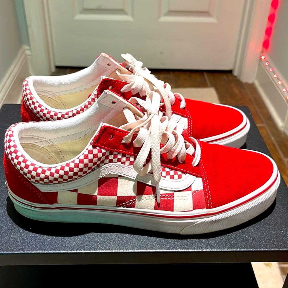 Vans Old Skool Checkered Red Suede Unisex Shoe